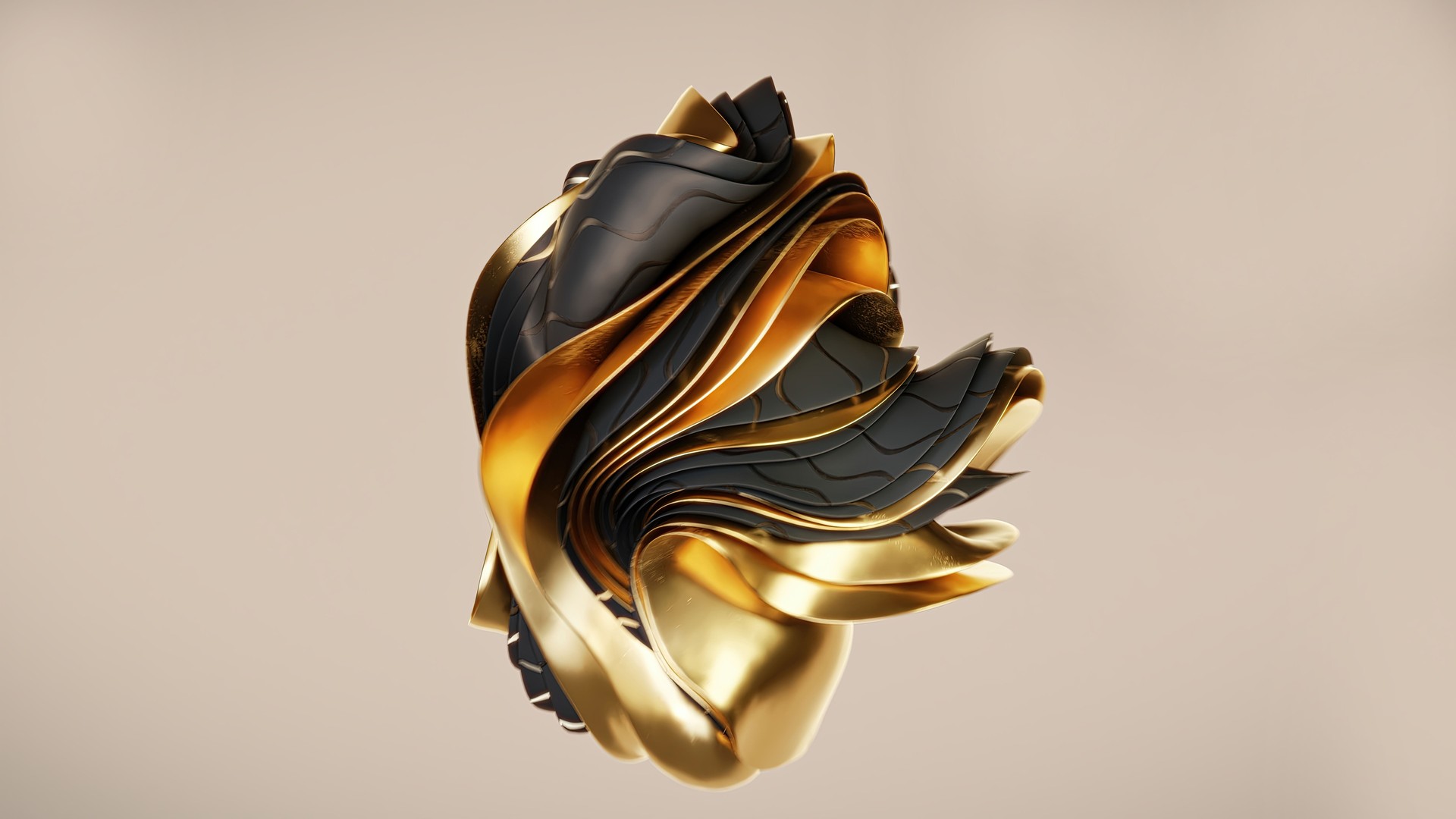 Abstract fashion background, 3d render of swirling layers of fabric with folds floating in the air.