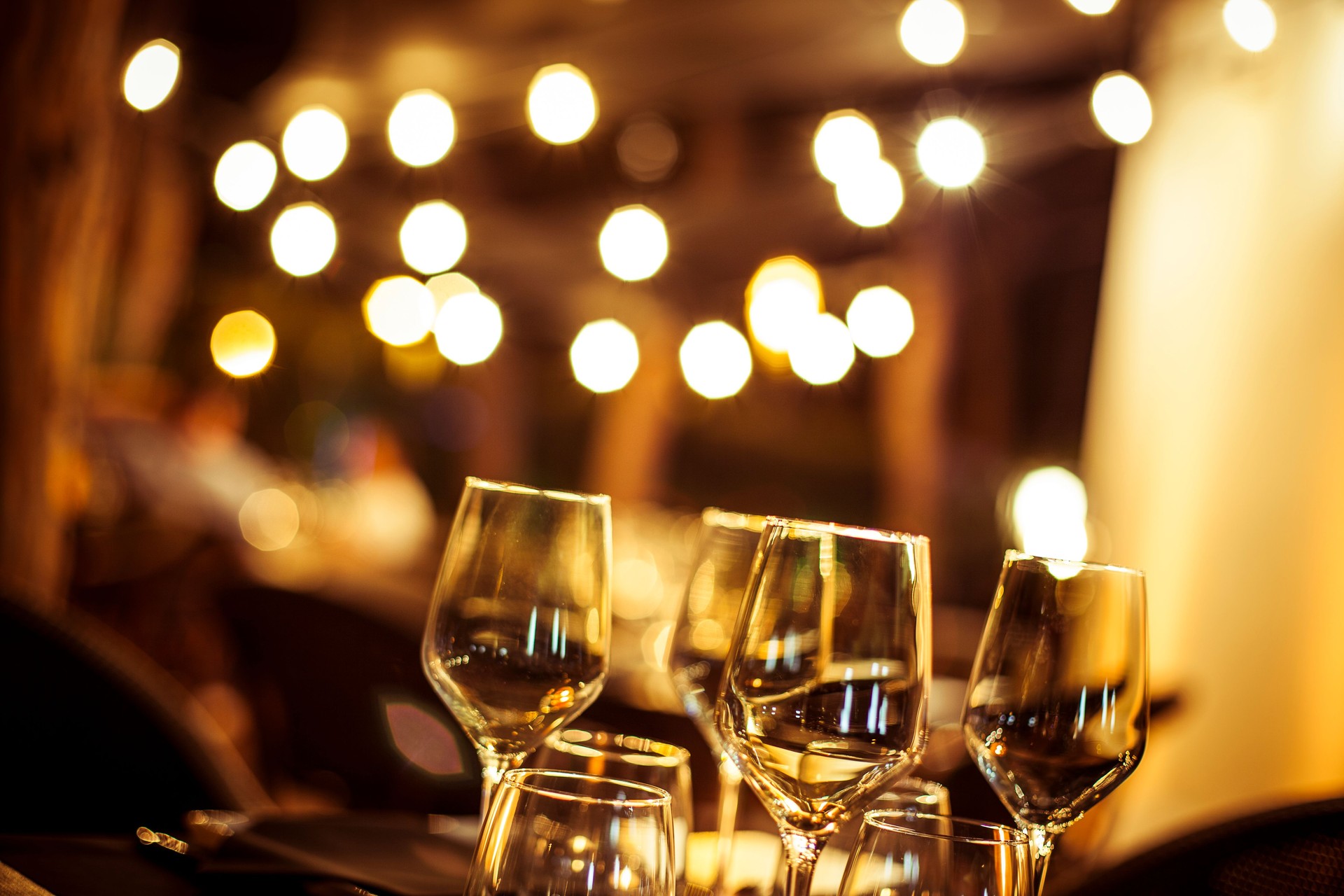 Glasses in a restaurant