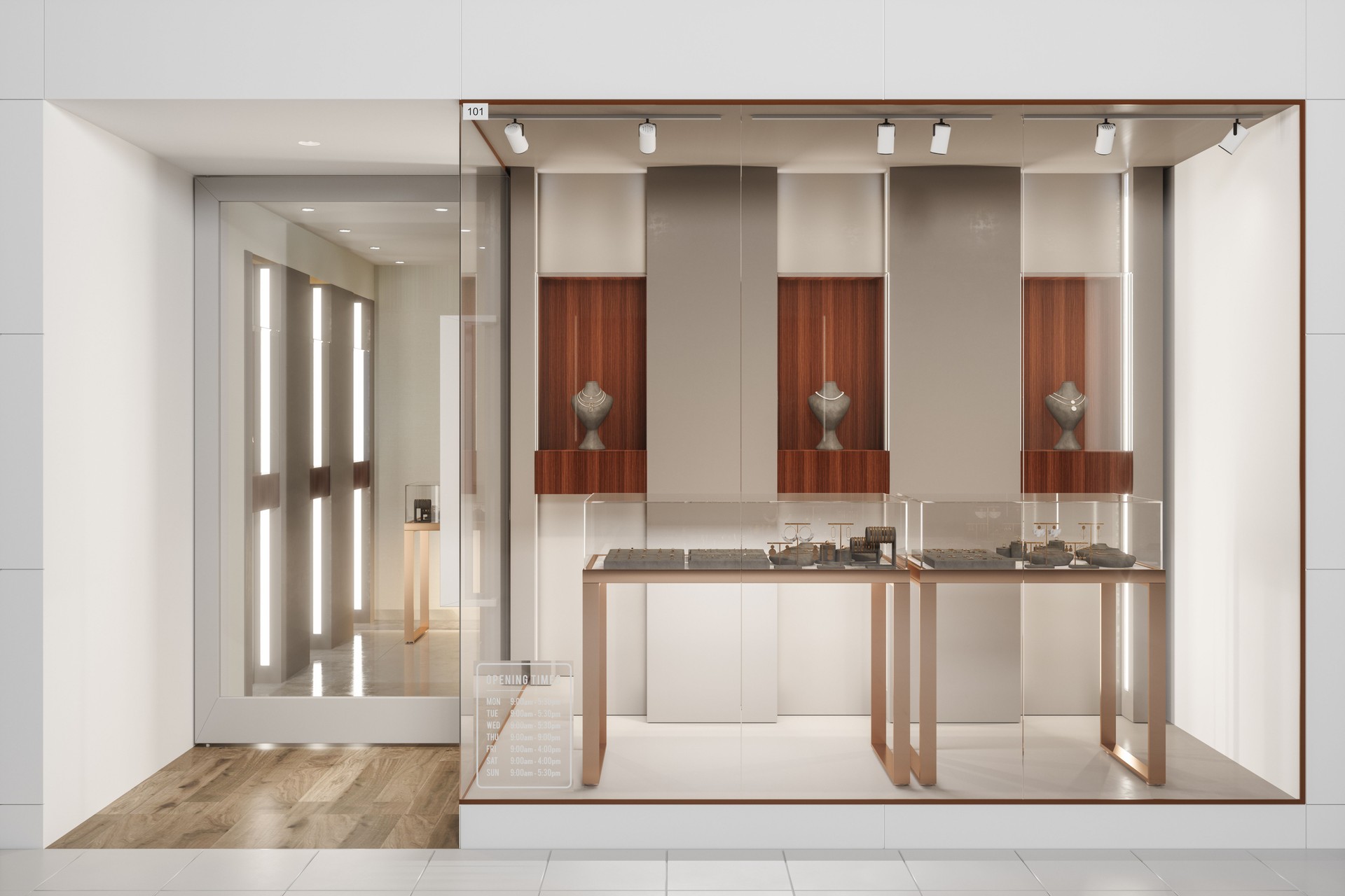 Exterior Of Luxury Jewellery Store With Jewels Displaying In Showcase