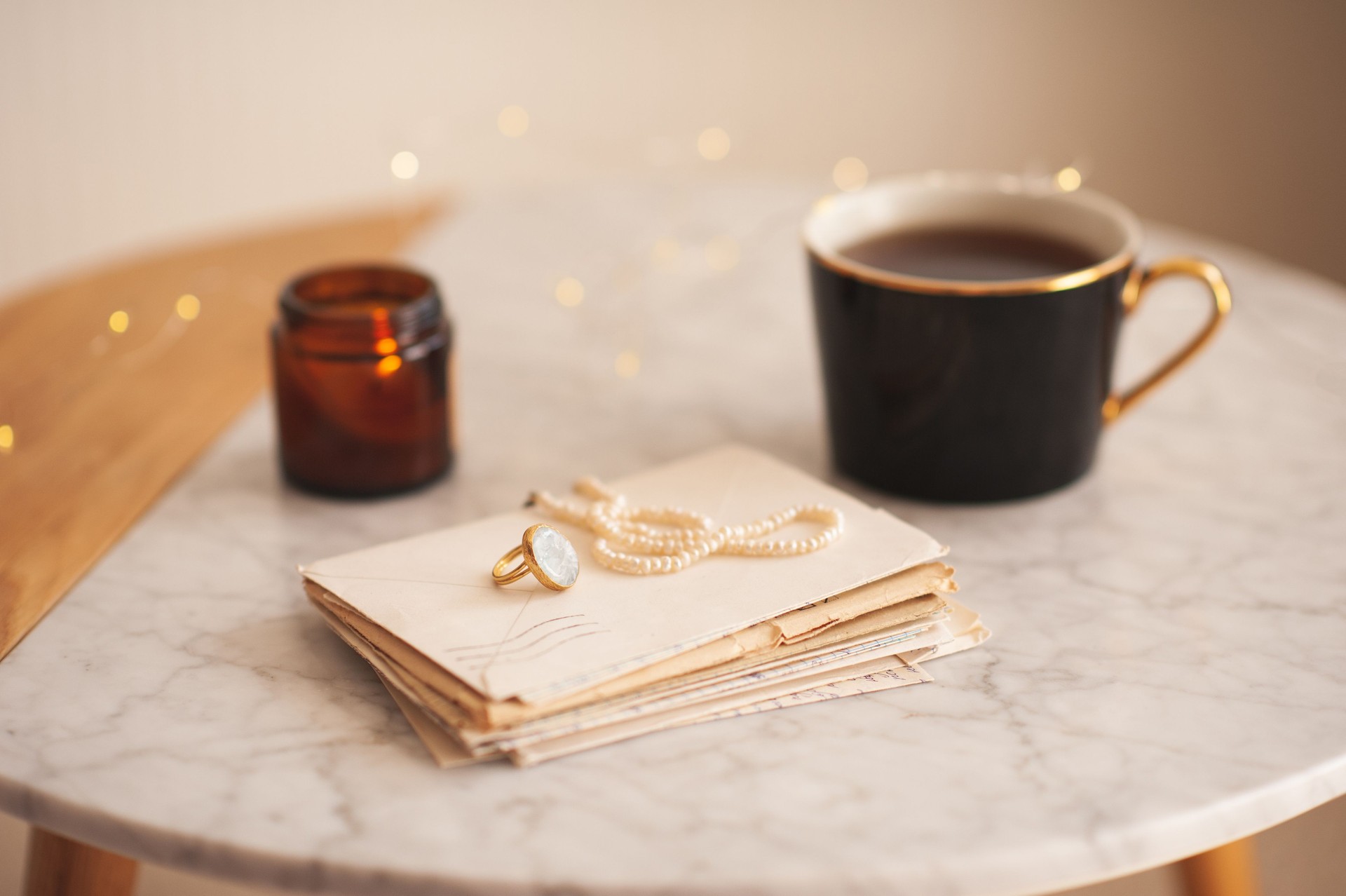 Cozy home atmosphere with cup of coffee