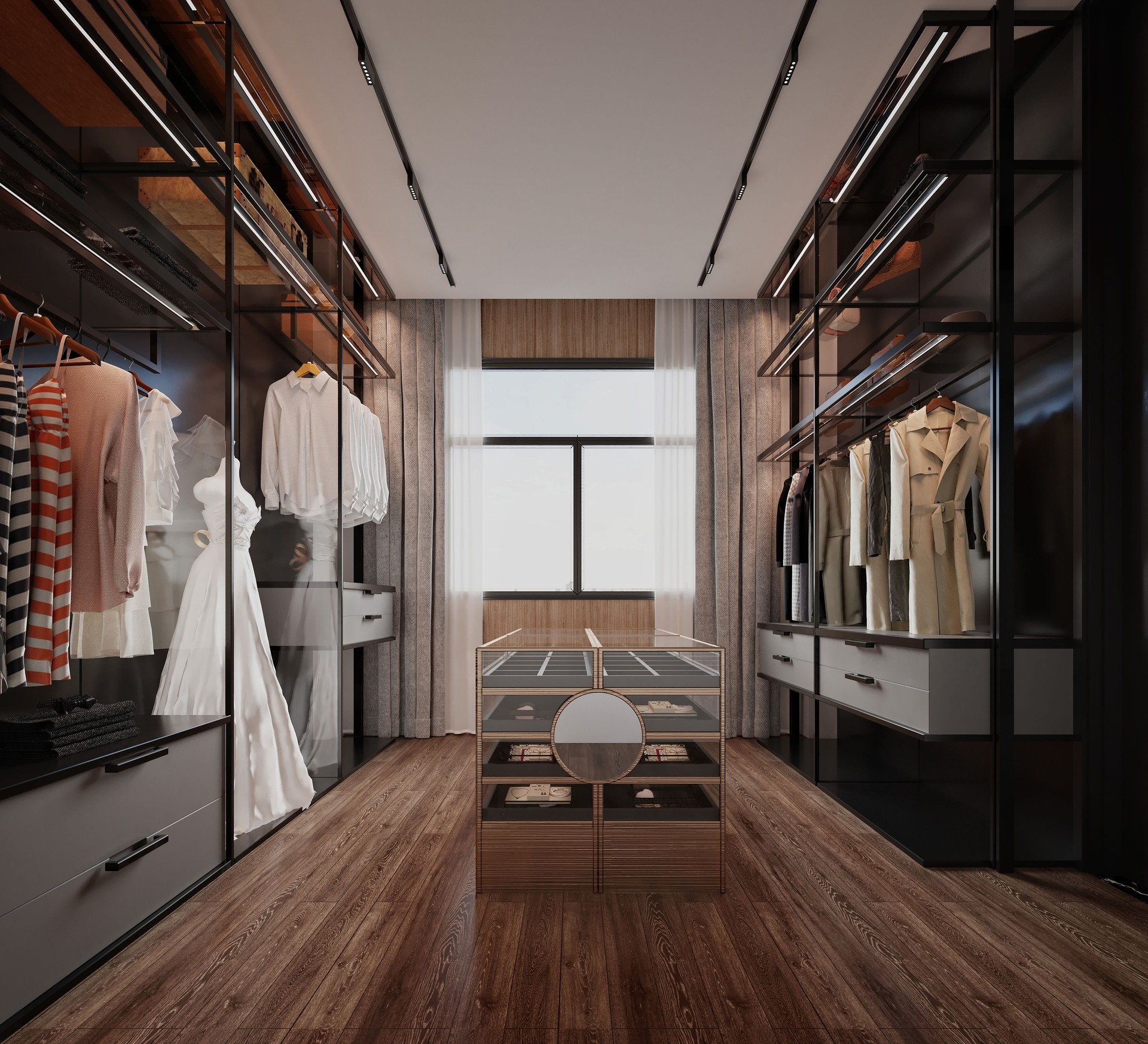 3d render modern cloakroom